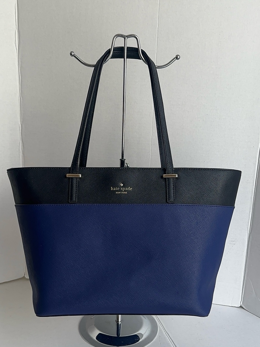 Kate Spade Cedar Street Harmony Colorblock Two-Tone Navy Blue Tote Bag Purse